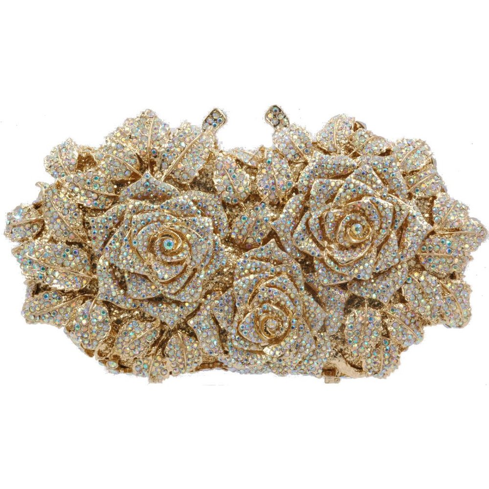 Luyxury Crystal purse Floral 3 Roses Bridal Party